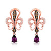 14K STRAWBERRY GOLD DIAMOND RHODOLITE EARRINGS