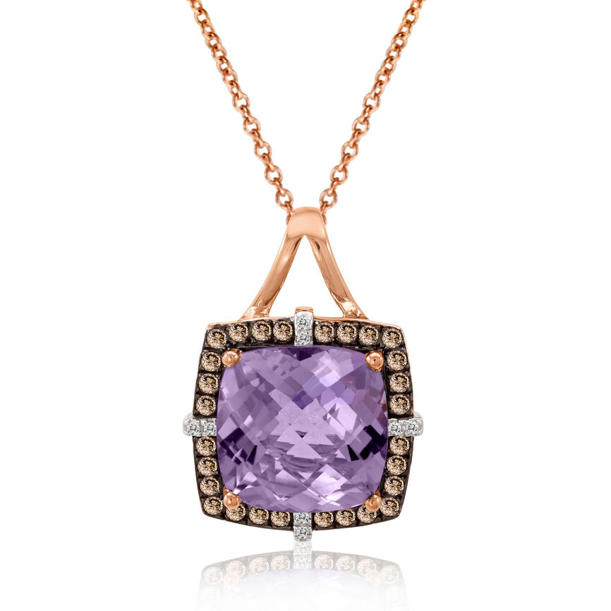 Le Vian Grand Sample Sale Pendant featuring Grape Amethyst Chocolate Diamonds, White Diamonds set in 14K Rose Gold - BirthStone.com