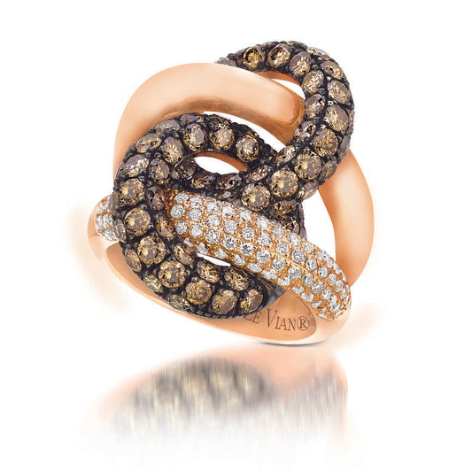 Le Vian Red Carpet Ring featuring Chocolate Diamonds, White Diamonds set in 14K Rose Gold - BirthStone.com