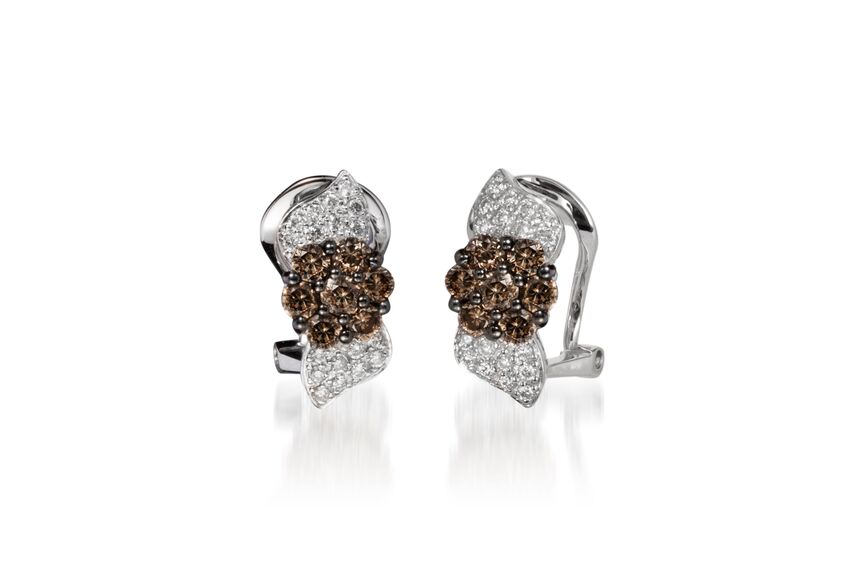 Le Vian Chocolatier Earrings featuring Chocolate Diamonds, White Diamonds set in 14K White Gold - BirthStone.com