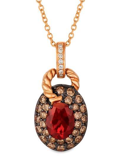 Le Vian Grand Sample Sale Pendant featuring Neon Tangerine Fire Opal Chocolate Diamonds, White Diamonds set in 14K Rose Gold - BirthStone.com