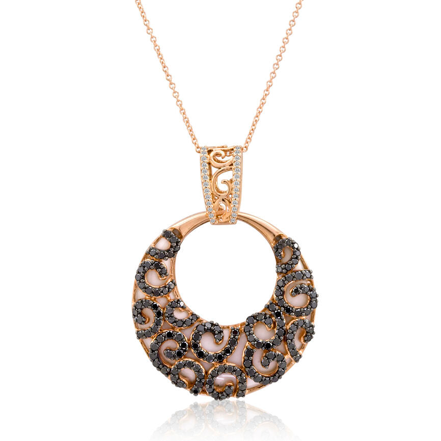 Le Vian Chocolatier Pendant featuring White Agate Blackberry Diamonds, White Diamonds set in 14K Rose Gold - BirthStone.com