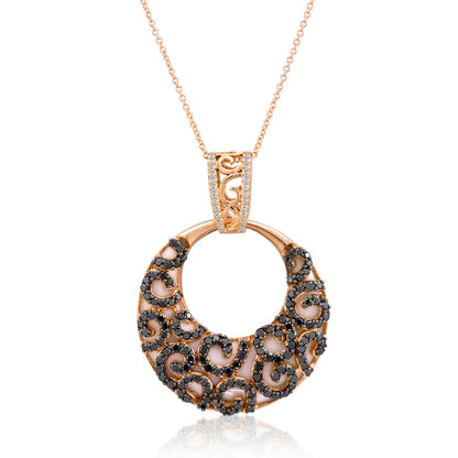 Le Vian Chocolatier Pendant featuring White Agate Blackberry Diamonds, White Diamonds set in 14K Rose Gold - BirthStone.com