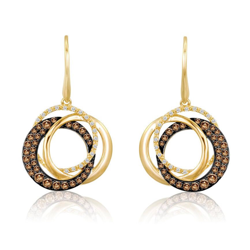 Le Vian Grand Sample Sale Earrings featuring Chocolate Diamonds, White Diamonds set in 14K Yellow Gold - BirthStone.com