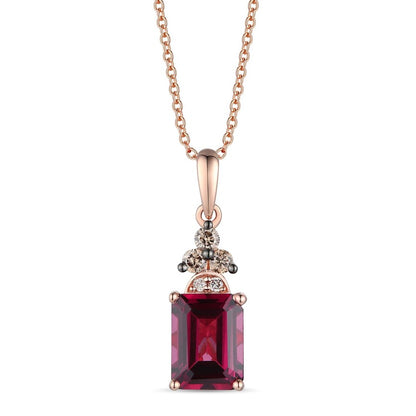 Le Vian Pendant featuring Raspberry Rhodolite Chocolate Diamonds , Nude Diamonds set in 14K Strawberry Gold - BirthStone.com