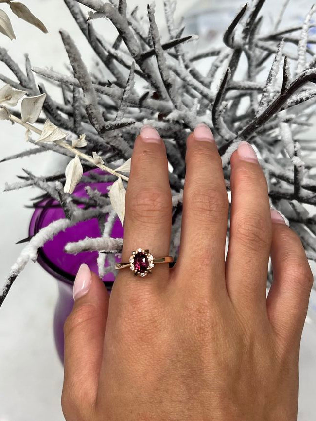 Le Vian Ring featuring Raspberry Rhodolite Chocolate Quartz White Sapphire set in 14K Rose Gold - BirthStone.com