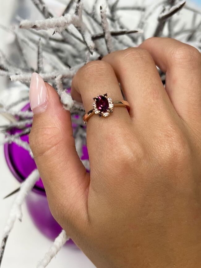 Le Vian Ring featuring Raspberry Rhodolite Chocolate Quartz White Sapphire set in 14K Rose Gold - BirthStone.com