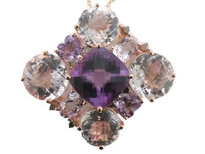 Le Vian Grand Sample Sale Pendant featuring Cotton Candy Amethyst, Grape Amethyst Chocolate Diamonds set in 14K Strawberry Gold - BirthStone.com