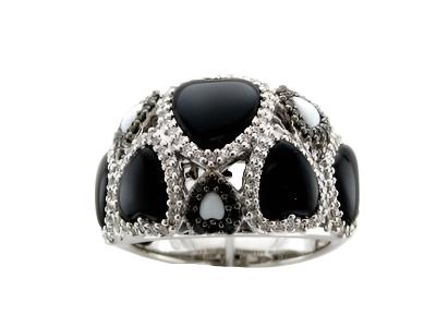 Le Vian Grand Sample Sale Ring featuring Onyx, White Agate Blackberry Diamonds, Vanilla Diamonds set in 14K Vanilla Gold - BirthStone.com