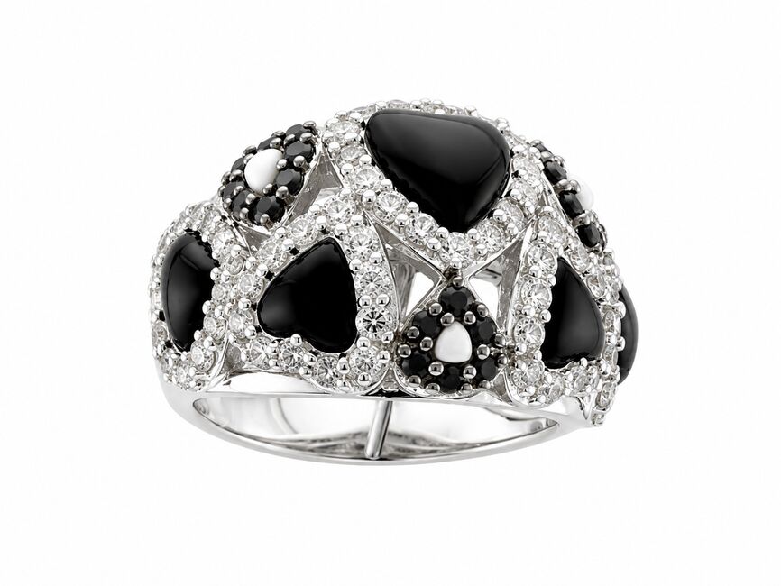 SILVER 925  GOLD WHITE SAPPHIRE, BLACK SAPPHIRE, O
