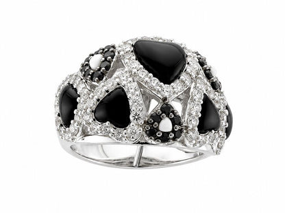 SILVER 925  GOLD WHITE SAPPHIRE, BLACK SAPPHIRE, O