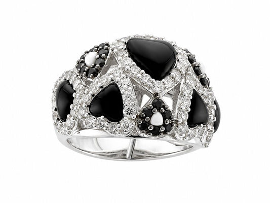 SILVER 925  GOLD WHITE SAPPHIRE, BLACK SAPPHIRE, O