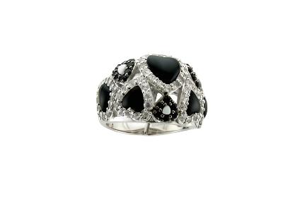 Le Vian Grand Sample Sale Ring featuring White Sapphire, Blackberry Sapphire, Onyx, White Agate set in SLV - BirthStone.com