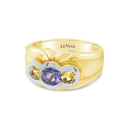 Le Vian Grand Sample Sale Ring featuring Blueberry Tanzanite, Yellow Sapphire set in 14K Two Tone Gold - BirthStone.com