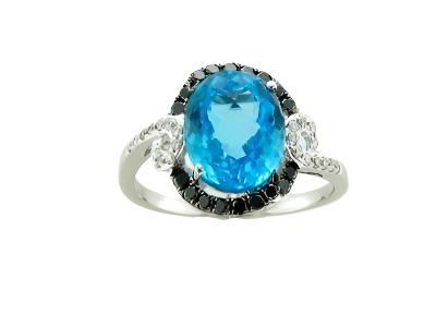 Le Vian Grand Sample Sale Ring featuring Blue Topaz Blackberry Diamonds, Vanilla Diamonds set in 14K Vanilla Gold - BirthStone.com