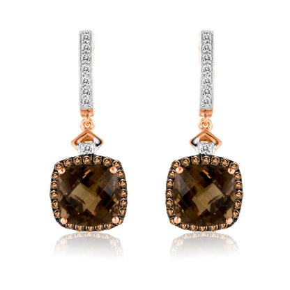 Le Vian Grand Sample Sale Earrings featuring Chocolate Quartz Chocolate Diamonds, Vanilla Diamonds set in 14K Strawberry Gold - BirthStone.com