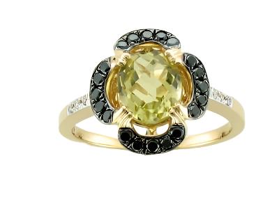 Le Vian Grand Sample Sale Ring featuring Lemon Quartz Blackberry Diamonds, Vanilla Diamonds set in 14K Honey Gold - BirthStone.com