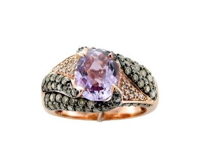 Le Vian Grand Sample Sale Ring featuring Cotton Candy Amethyst Chocolate Diamonds, Vanilla Diamonds set in 14K Strawberry Gold - BirthStone.com