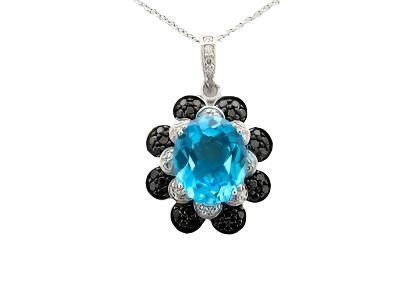 Le Vian Grand Sample Sale Pendant featuring Blue Topaz Blackberry Diamonds, Vanilla Diamonds set in 14K Vanilla Gold - BirthStone.com