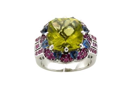 Le Vian Grand Sample Sale Ring featuring Lemon Quartz, Chrome Tourmaline, Passion Fruit Tourmaline set in 14K Vanilla Gold - BirthStone.com