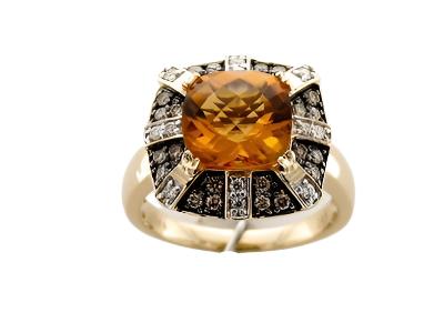 Le Vian Grand Sample Sale Ring featuring Cinnamon Citrine Chocolate Diamonds, Vanilla Diamonds set in 14K Honey Gold - BirthStone.com