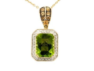 Le Vian Grand Sample Sale Pendant featuring Green Apple Peridot, Spessartite Vanilla Diamonds set in 14K Honey Gold - BirthStone.com