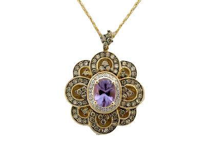 Le Vian Grand Sample Sale Pendant featuring Grape Amethyst Chocolate Diamonds, Vanilla Diamonds set in 14K Honey Gold - BirthStone.com