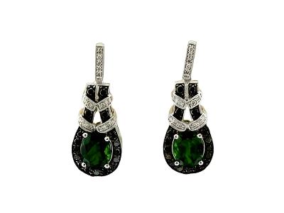 Le Vian Grand Sample Sale Earrings featuring Pistachio Diopside Blackberry Diamonds, Vanilla Diamonds set in 14K Vanilla Gold - BirthStone.com