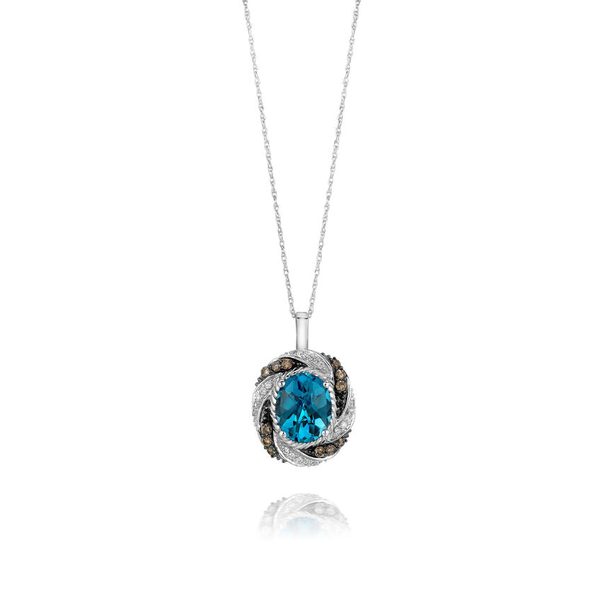 Le Vian Grand Sample Sale Pendant featuring Blue Topaz Chocolate Diamonds, Vanilla Diamonds set in 14K Vanilla Gold - BirthStone.com