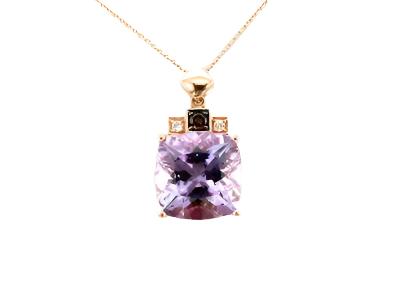 Le Vian Grand Sample Sale Pendant featuring Cotton Candy Amethyst, Chocolate Quartz, Vanilla Topaz set in 14K Strawberry Gold - BirthStone.com