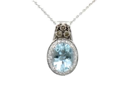 Le Vian Grand Sample Sale Pendant featuring Sea Blue Aquamarine Chocolate Diamonds, Vanilla Diamonds set in 14K Vanilla Gold - BirthStone.com