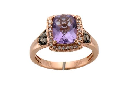 Le Vian Grand Sample Sale Ring featuring Grape Amethyst Chocolate Diamonds, Vanilla Diamonds set in 14K Strawberry Gold - BirthStone.com