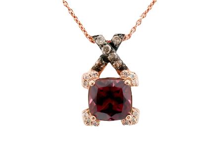 Le Vian Grand Sample Sale Pendant featuring Raspberry Rhodolite Chocolate Diamonds, Vanilla Diamonds set in 14K Strawberry Gold - BirthStone.com