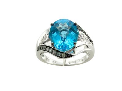 Le Vian Grand Sample Sale Ring featuring Blue Topaz, Green Sapphire Vanilla Diamonds set in 14K Vanilla Gold - BirthStone.com