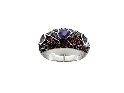 Le Vian Ring featuring Grape Amethyst, Multicolor Sapphire set in 14K Vanilla Gold - BirthStone.com