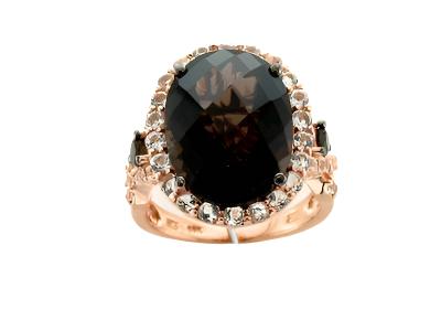 Le Vian Grand Sample Sale Ring featuring Chocolate Quartz, Vanilla Topaz set in 14K Strawberry Gold - BirthStone.com