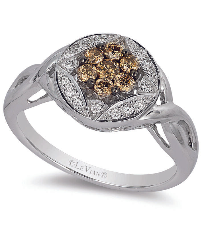 Le Vian Grand Sample Sale Ring featuring Chocolate Diamonds, Vanilla Diamonds set in 14K Vanilla Gold - BirthStone.com