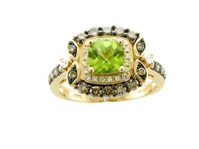 Le Vian Grand Sample Sale Ring featuring Green Apple Peridot Chocolate Diamonds, Vanilla Diamonds set in 14K Honey Gold - BirthStone.com