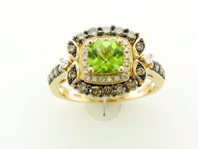Le Vian Grand Sample Sale Ring featuring Green Apple Peridot Chocolate Diamonds, Vanilla Diamonds set in 14K Honey Gold