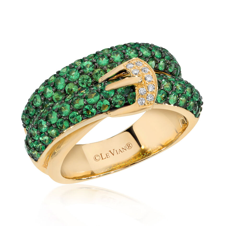 Le Vian Ring featuring Forest Green Tsavorite Vanilla Diamonds set in 14K Honey Gold - BirthStone.com