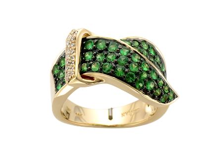 Le Vian Grand Sample Sale Ring featuring Forest Green Tsavorite Vanilla Diamonds set in 14K Honey Gold - BirthStone.com