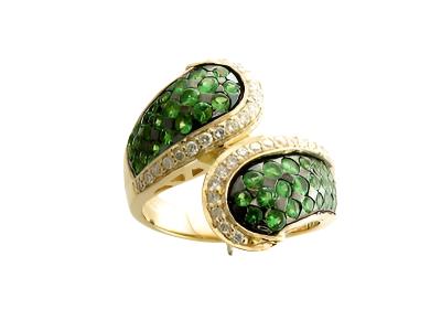 Le Vian Ring featuring Forest Green Tsavorite Vanilla Diamonds set in 14K Honey Gold - BirthStone.com