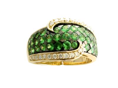 Le Vian Ring featuring Forest Green Tsavorite Vanilla Diamonds set in 14K Honey Gold - BirthStone.com