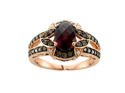 Le Vian Grand Sample Sale Ring featuring Raspberry Rhodolite Chocolate Diamonds, Vanilla Diamonds set in 14K Strawberry Gold - BirthStone.com