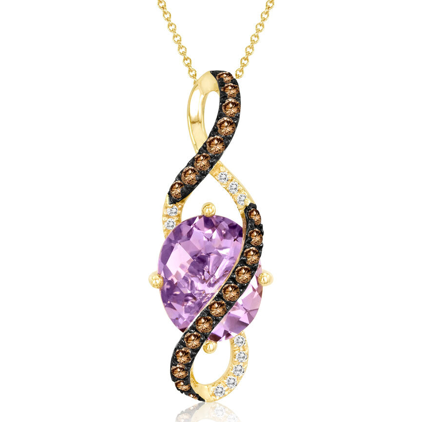 Le Vian Grand Sample Sale Pendant featuring Grape Amethyst Chocolate Diamonds, Vanilla Diamonds set in 14K Honey Gold - BirthStone.com