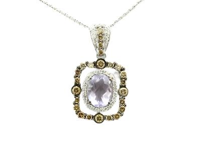 Le Vian Grand Sample Sale Pendant featuring Cotton Candy Amethyst Chocolate Diamonds, Vanilla Diamonds set in 14K Vanilla Gold - BirthStone.com