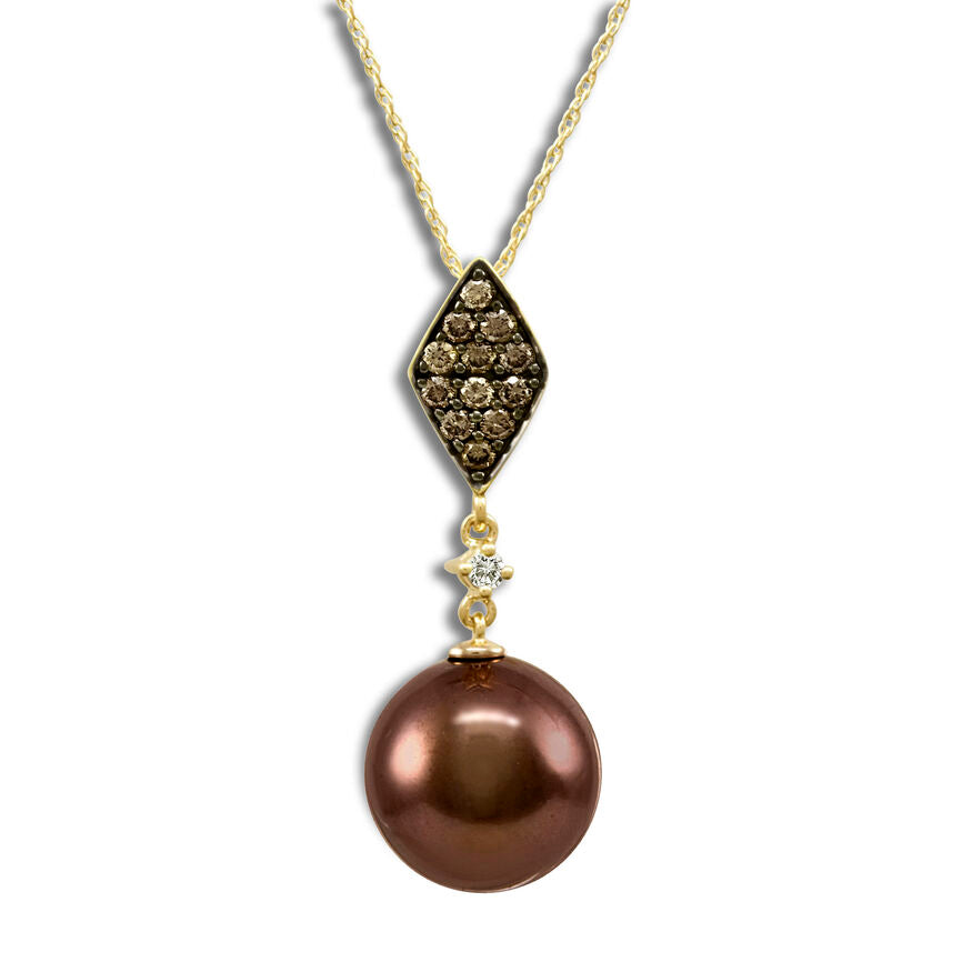 Le Vian Grand Sample Sale Pendant featuring Chocolate Pearls Vanilla Diamonds, Chocolate Diamonds set in 14K Honey Gold - BirthStone.com