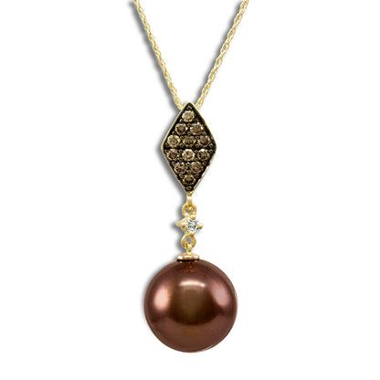 Le Vian Grand Sample Sale Pendant featuring Chocolate Pearls Vanilla Diamonds, Chocolate Diamonds set in 14K Honey Gold - BirthStone.com