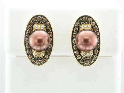 Le Vian Grand Sample Sale Earrings featuring Chocolate Pearls Chocolate Diamonds, Vanilla Diamonds set in 18K Honey Gold