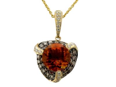 14K YELLOW GOLD DIAMOND CITRINE PENDANT